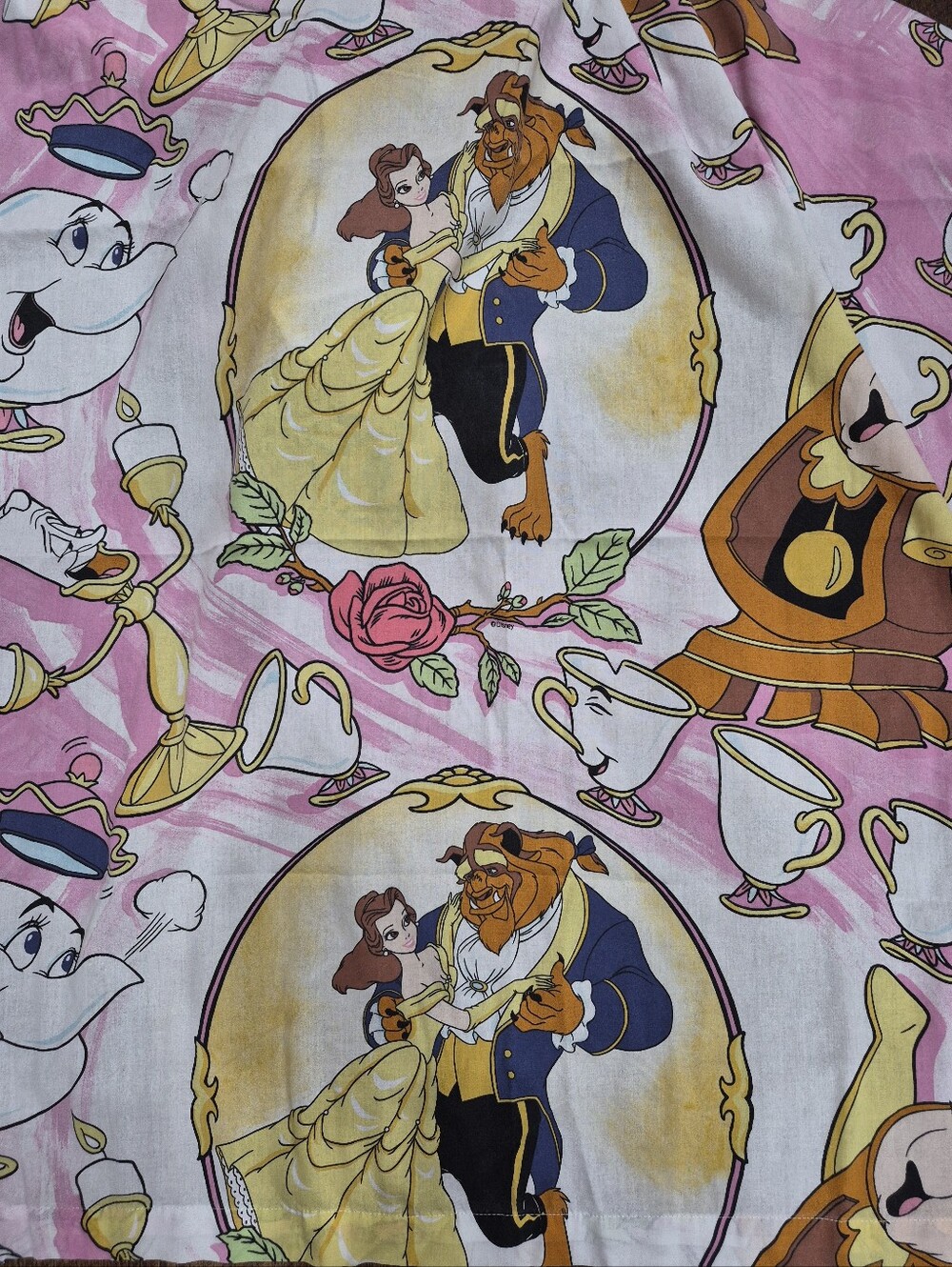 Vintage Disney Beauty & The Beast Twin Flat Sheet